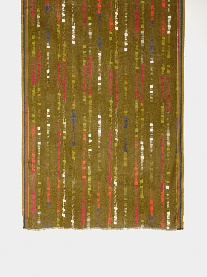 Çok Renkli Çizgi Desenli Şal