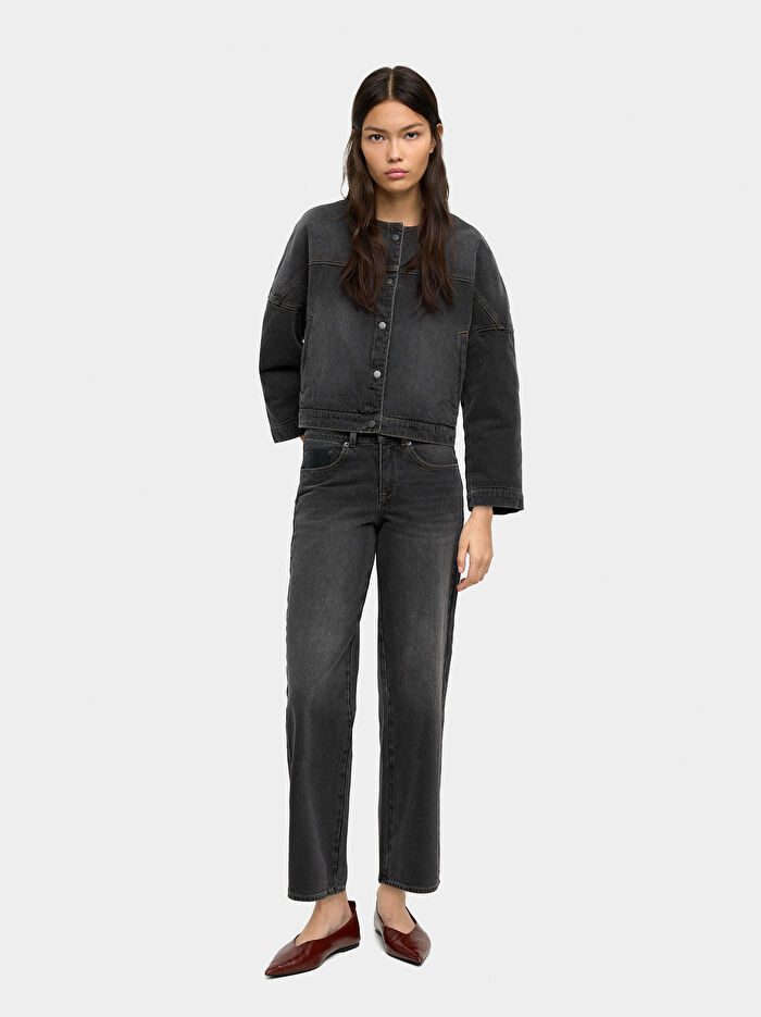 Yıkanmış Efektli Denim Pantolon