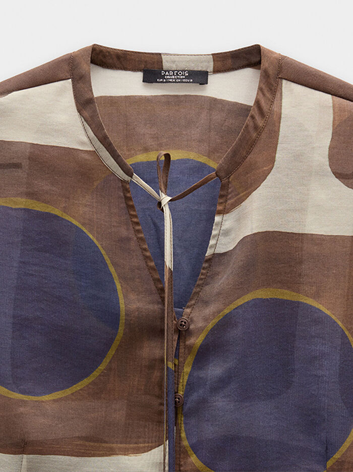 Yarı Şeffaf Desenli Bluz