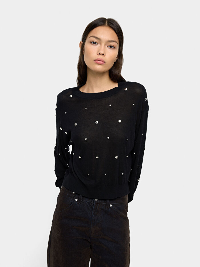 Zımba Detaylı Triko Kazak