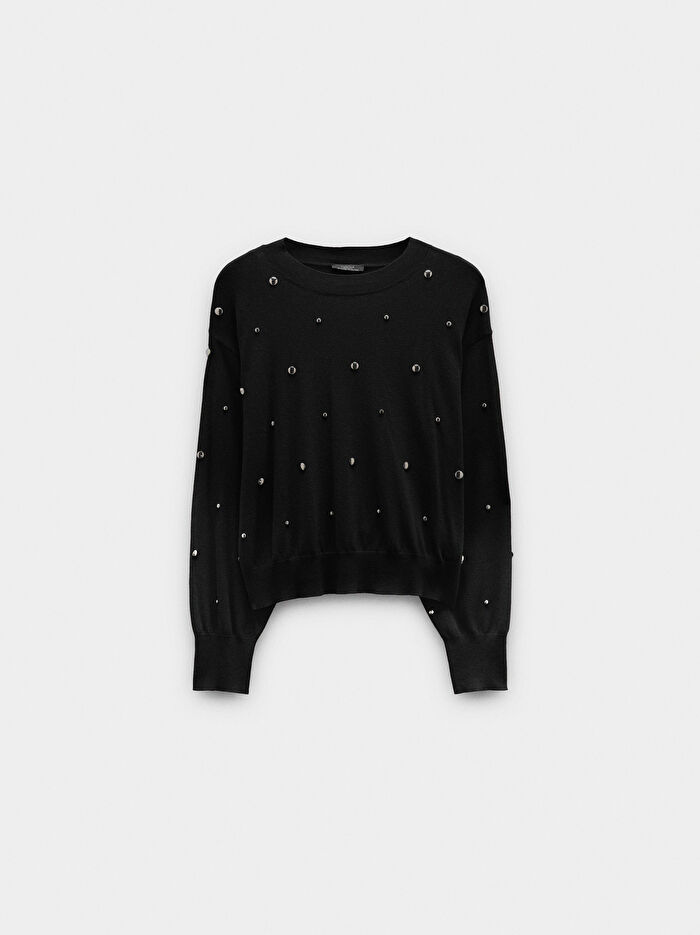 Zımba Detaylı Triko Kazak