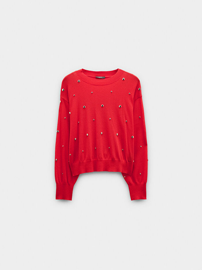 Zımba Detaylı Triko Kazak