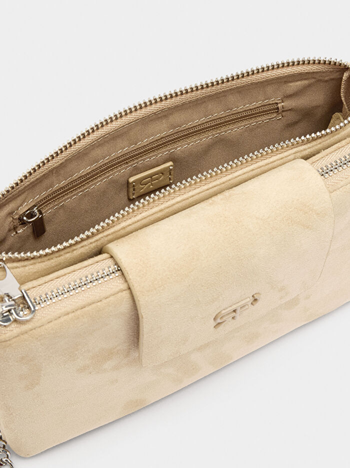 Deri Efektli Çapraz Askılı Çanta