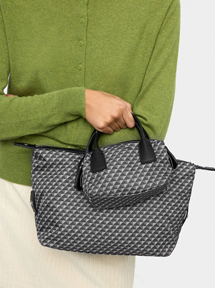 Desenli Teknik Kumaş Tote Çanta
