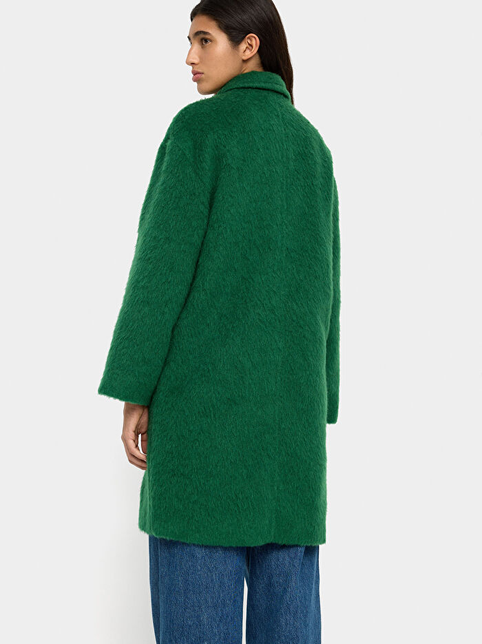 Yün Karışımlı Suni Kürk Efektli Ceket