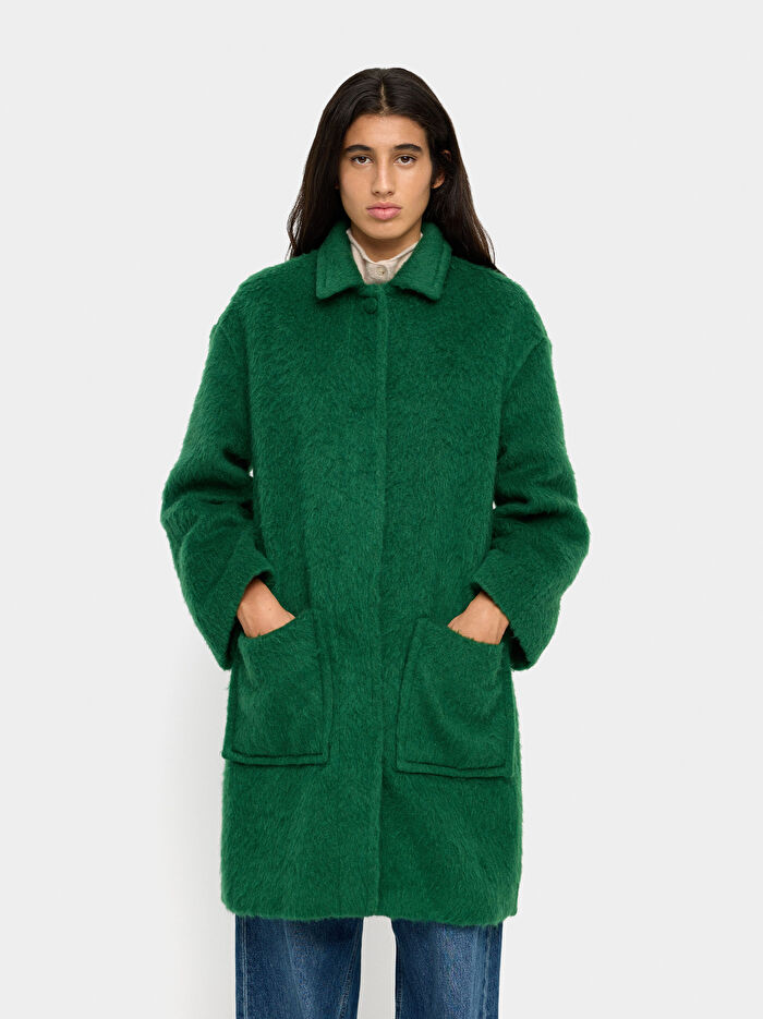 Yün Karışımlı Suni Kürk Efektli Ceket