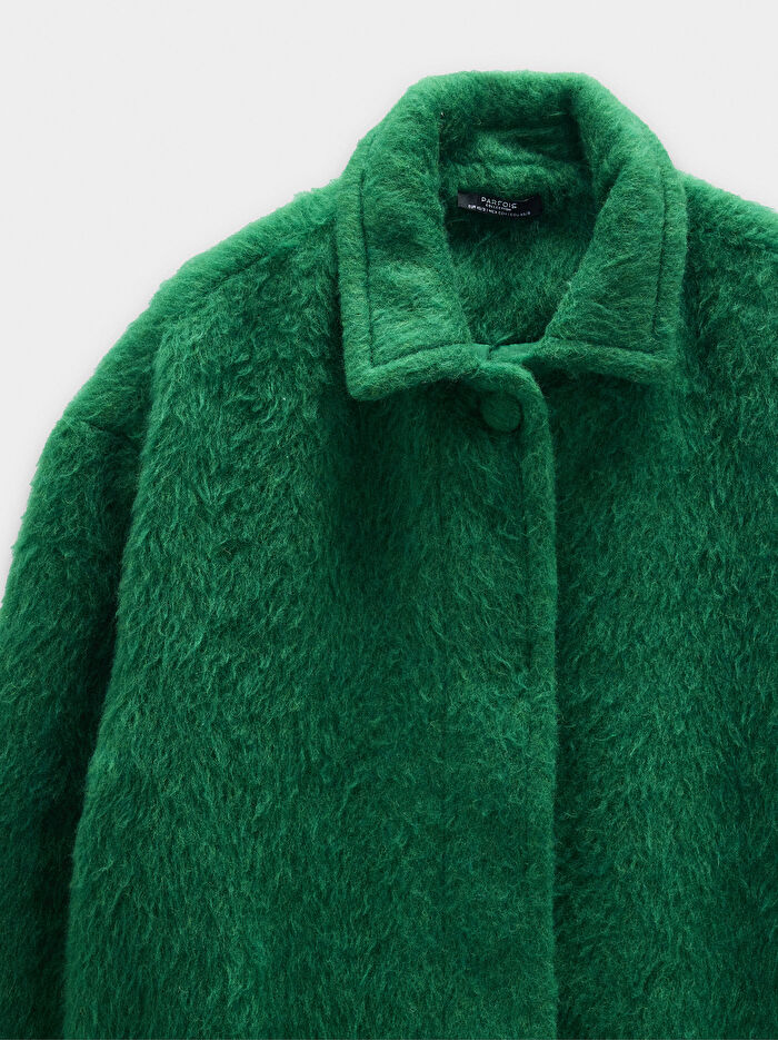 Yün Karışımlı Suni Kürk Efektli Ceket