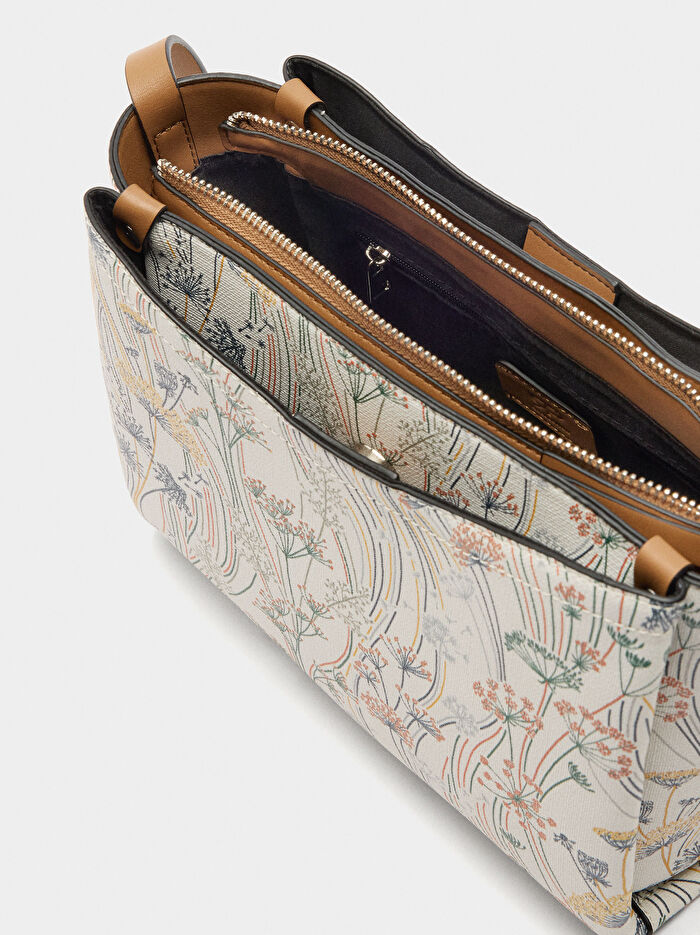 Çiçek Desenli Çapraz Askılı Çanta
