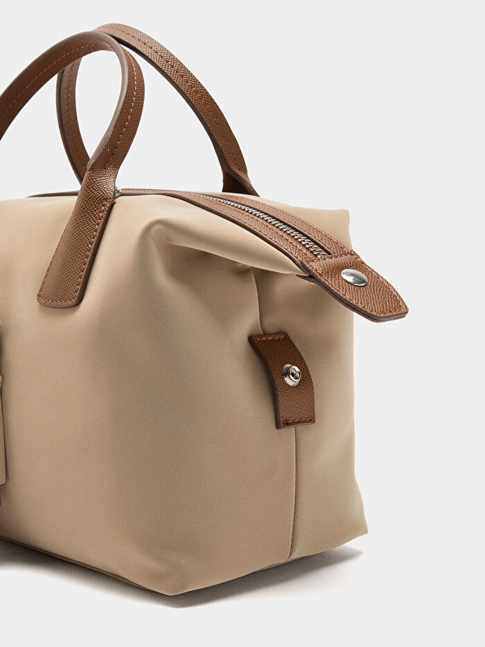 Kadife Dokulu Askılı Tote Çanta