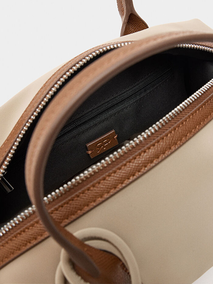 Kadife Dokulu Askılı Tote Çanta