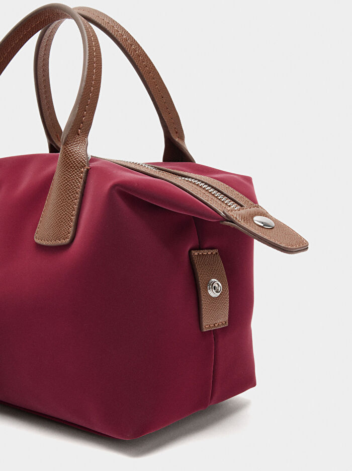 Kadife Dokulu Askılı Tote Çanta