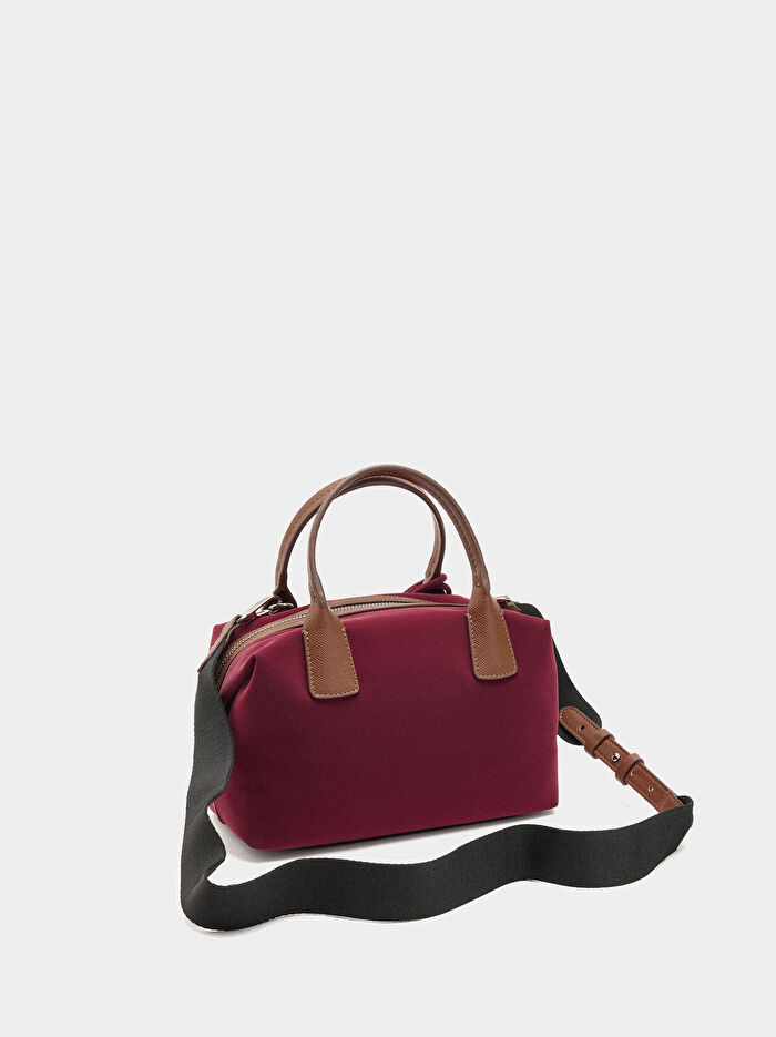 Kadife Dokulu Askılı Tote Çanta