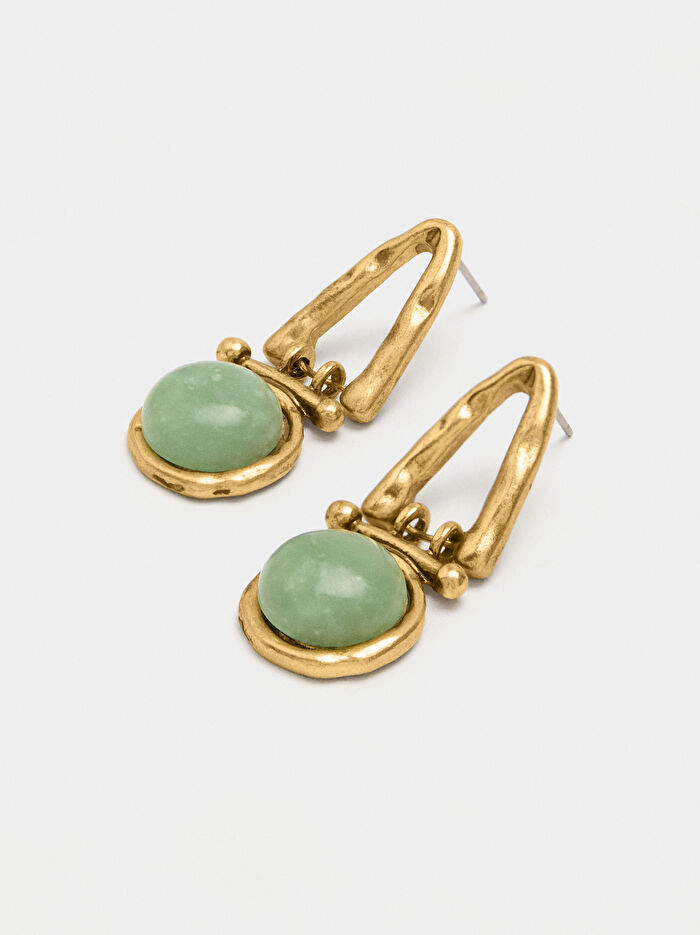 Taşlı Geometrik Küpe