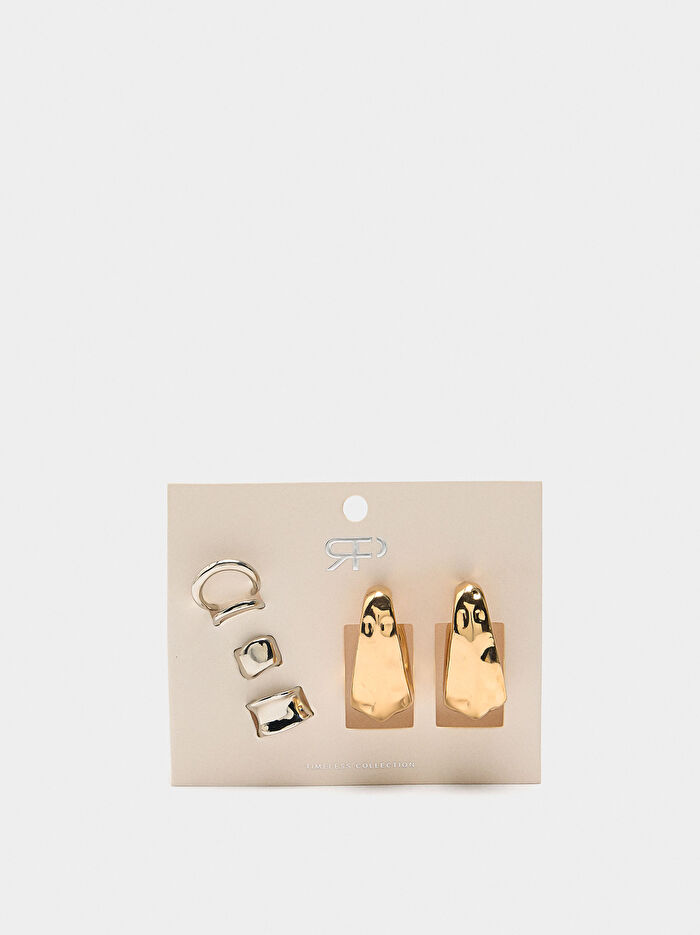 İki Renkli Küpe ve Kıkırdak Küpe Seti