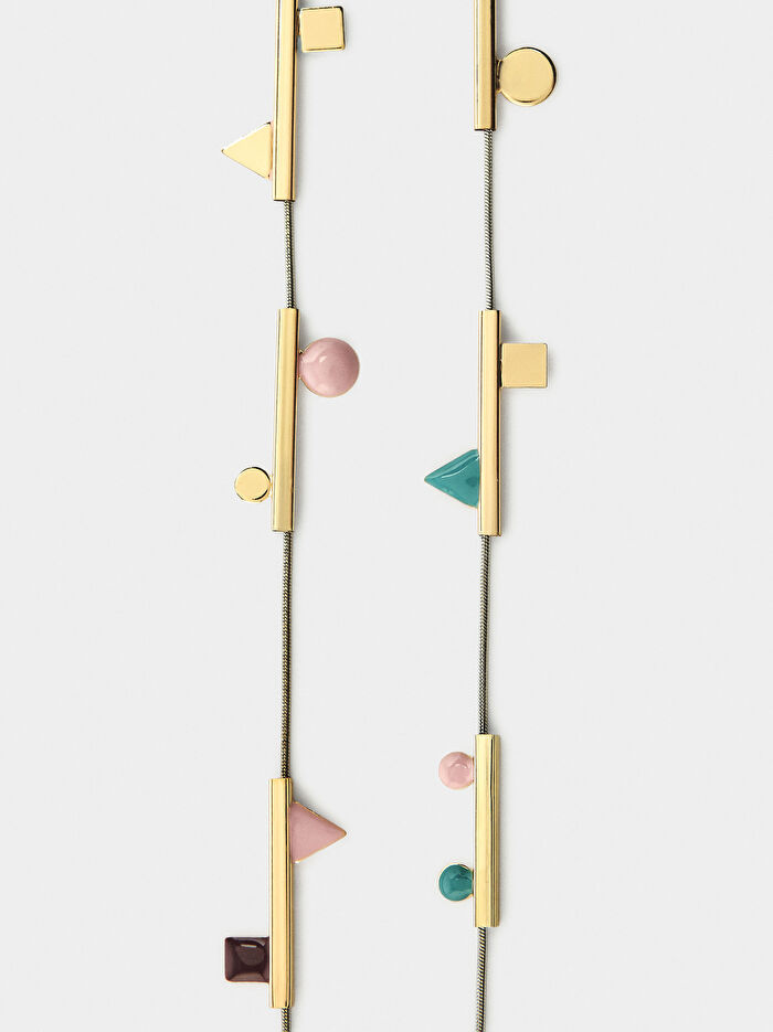 Geometrik Detaylı Uzun Kolye