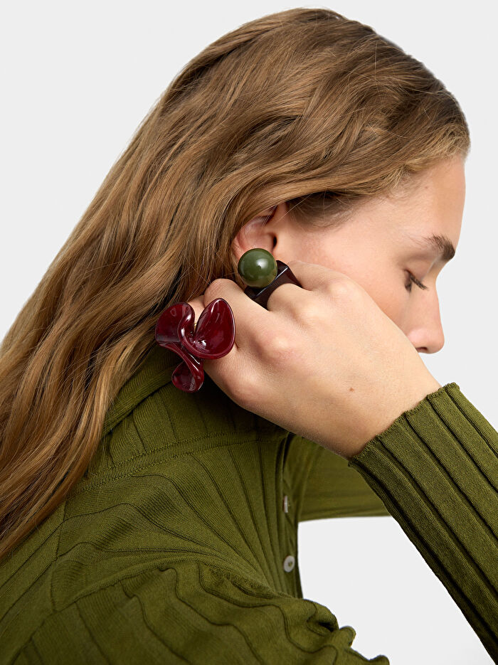 Resin Çiçekli Yüzük