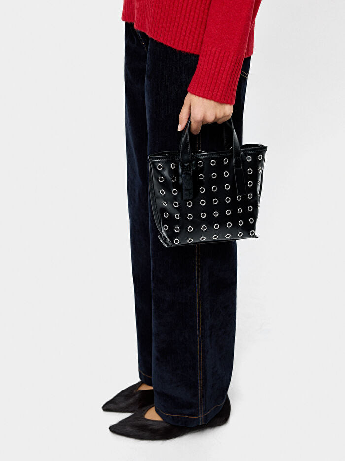 Zımba Detaylı İç Cepli Tote Çanta