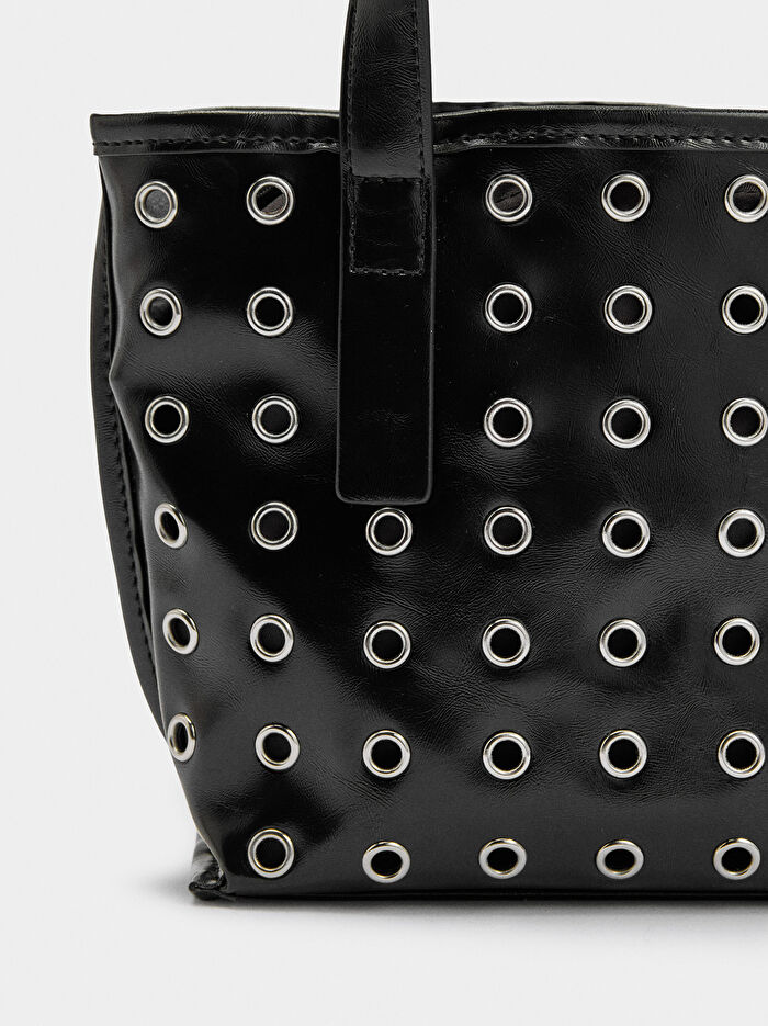 Zımba Detaylı İç Cepli Tote Çanta