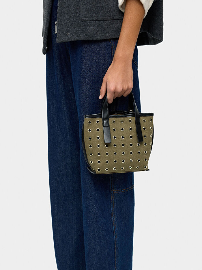 Zımba Detaylı İç Cepli Tote Çanta