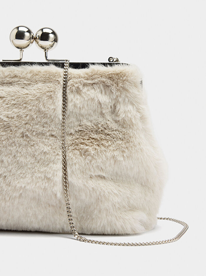 Kürk Efektli Party Çanta