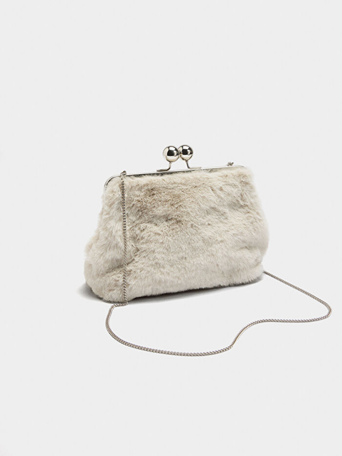 Kürk Efektli Party Çanta