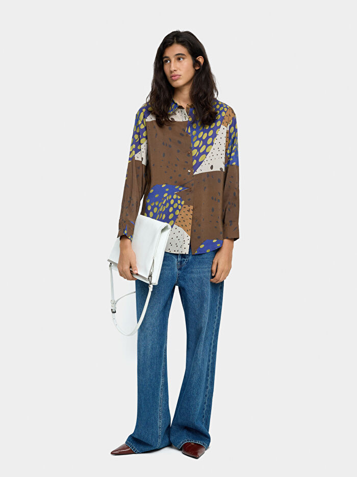 Uzun Kollu Desenli Gömlek