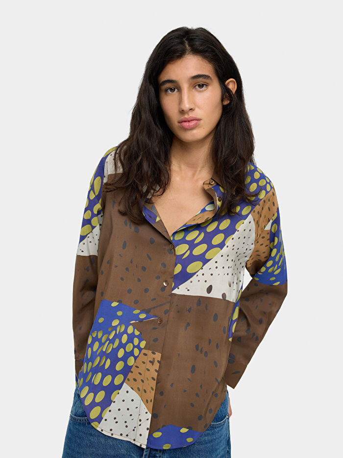 Uzun Kollu Desenli Gömlek