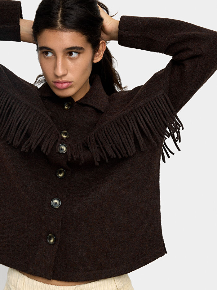 Saçaklı Örme Hırka