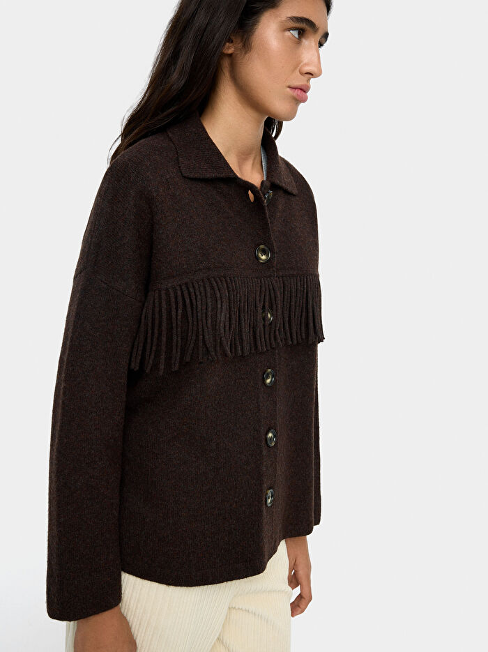 Saçaklı Örme Hırka