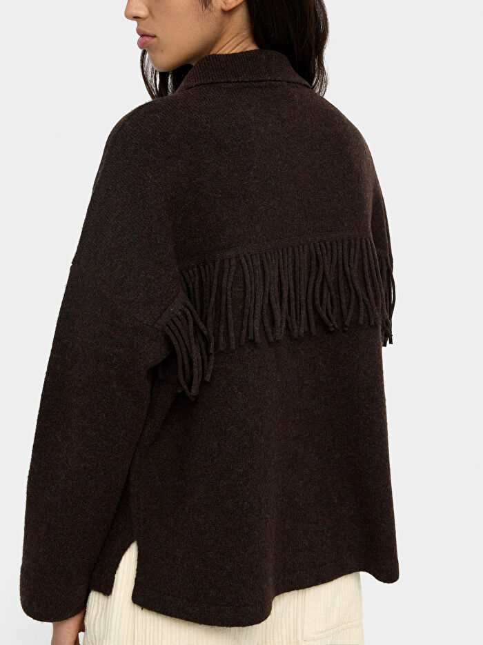 Saçaklı Örme Hırka