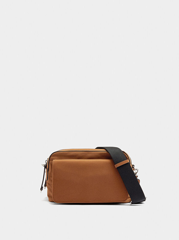 Kapaklı Teknik Kumaş Çapraz Askılı Çanta