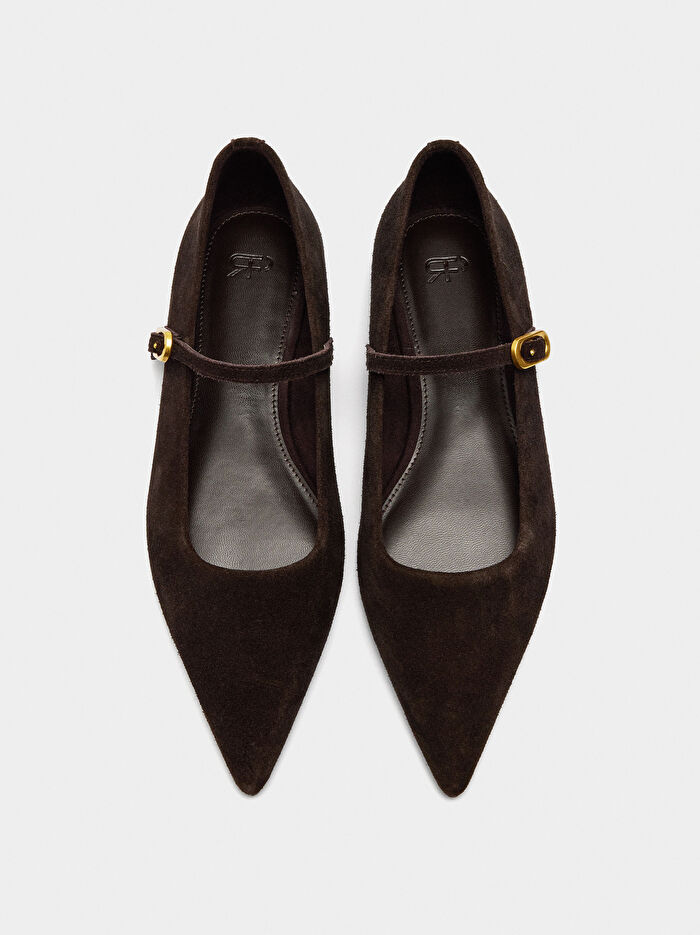 Toka Detaylı Süet Deri Babet