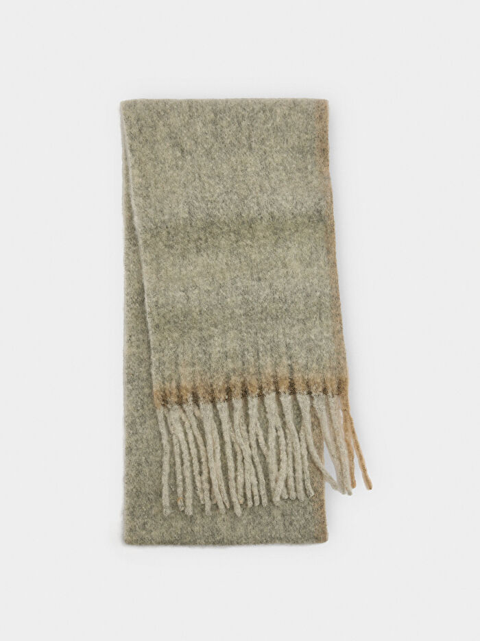 Saçaklı Yün Karışımlı Battaniye Atkı