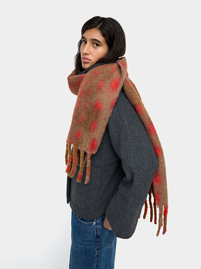 Püsküllü Baskılı Şal