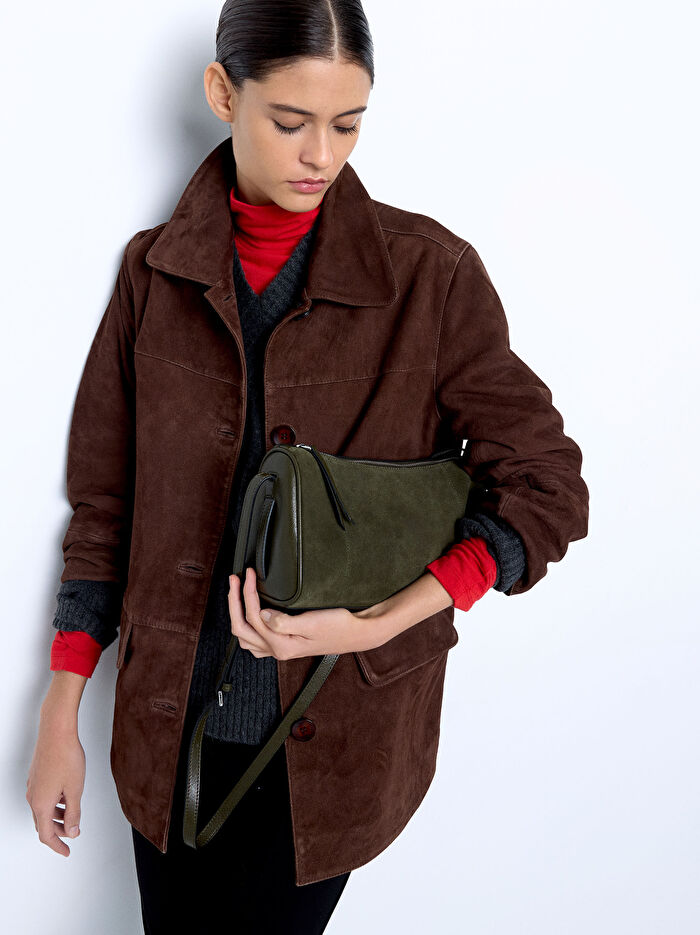 Deri Detaylı Çapraz Askılı Çanta