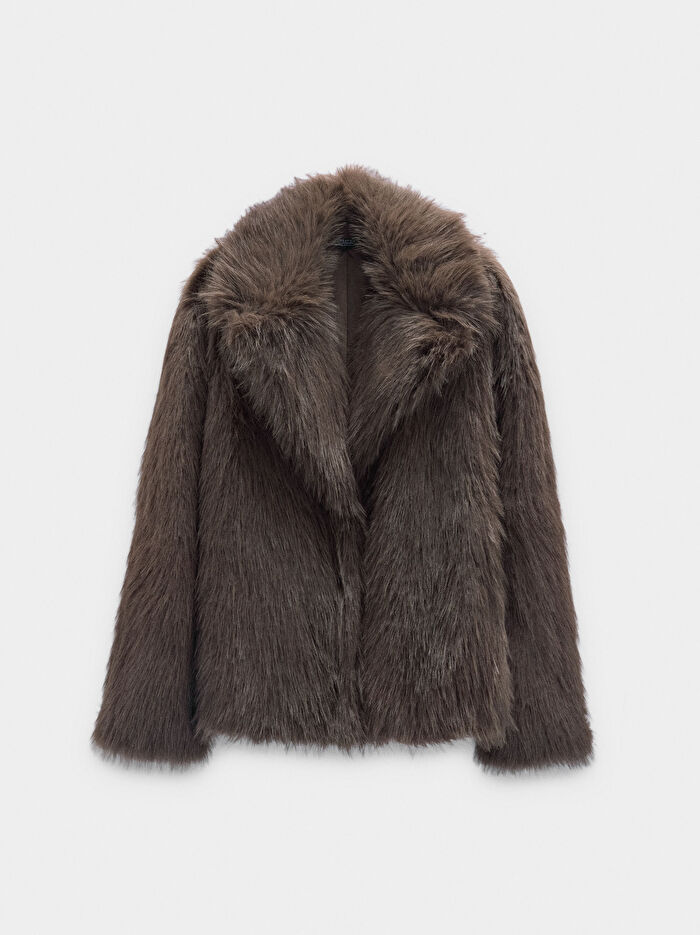 Kürk Efektli Hacimli Mont