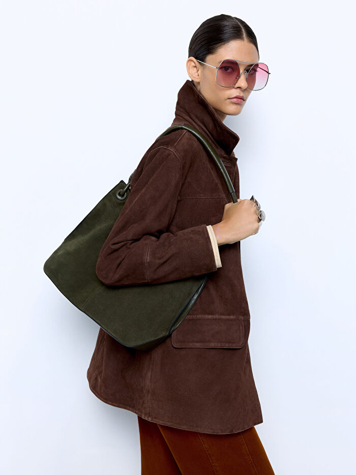 Deri Detaylı Omuz Çantası