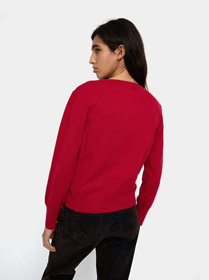 Kalp Düğmeli Örme Hırka