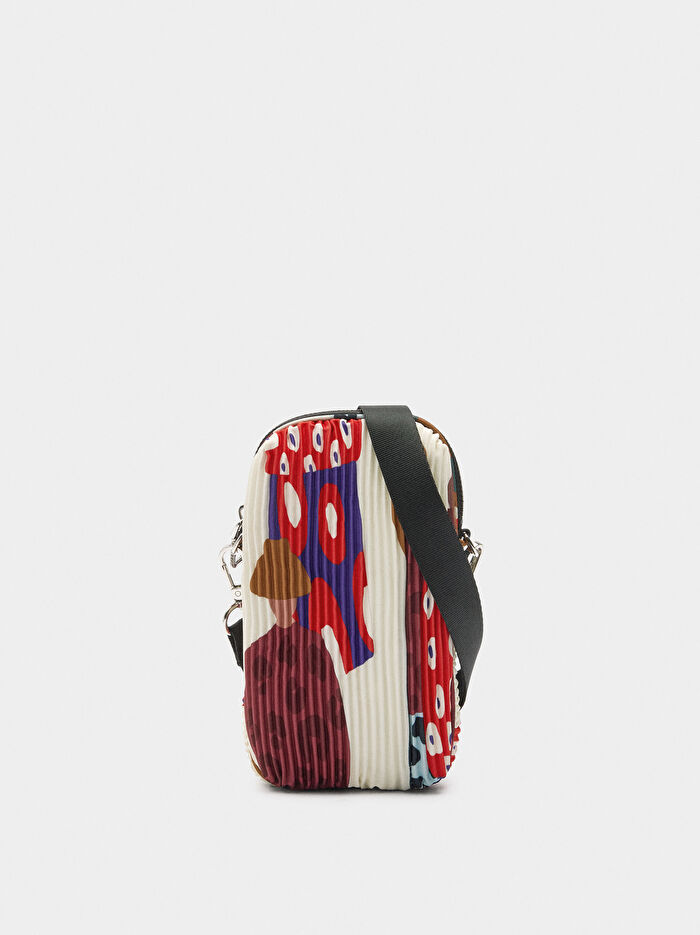 Desenli Teknik Kumaş Telefon Çantası