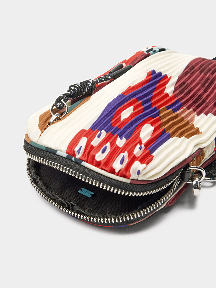 Desenli Teknik Kumaş Telefon Çantası