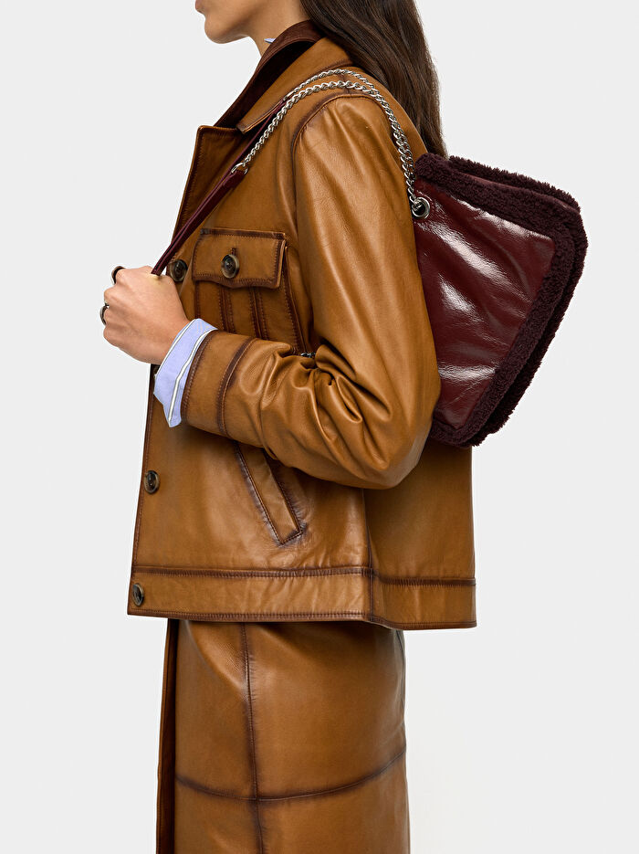 Suni Kürk Kenarlı Omuz Çantası