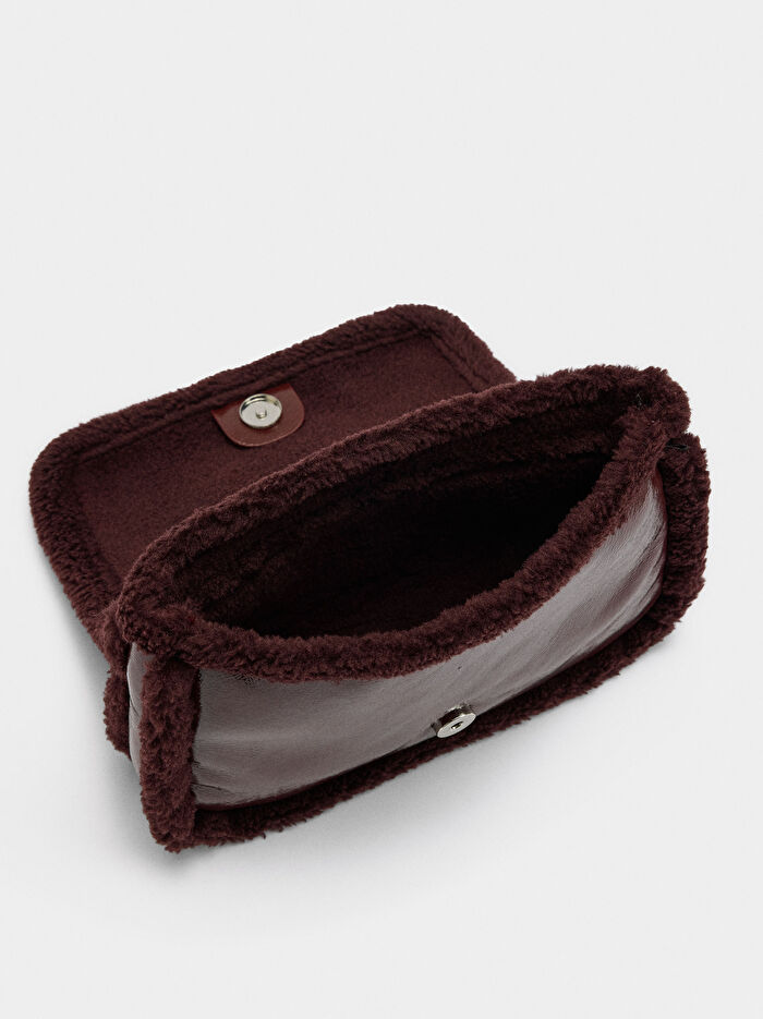 Suni Kürk Kenarlı Omuz Çantası