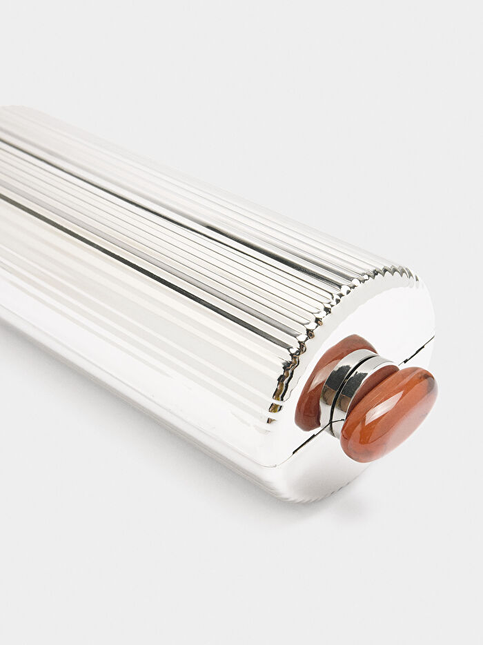 Silindir Metal Clutch Çanta