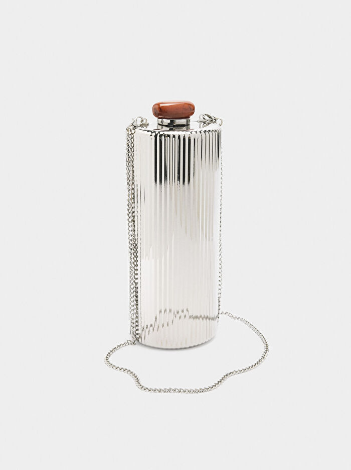 Silindir Metal Clutch Çanta