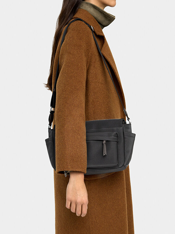 Teknik Kumaş Efektli Omuz Çantası