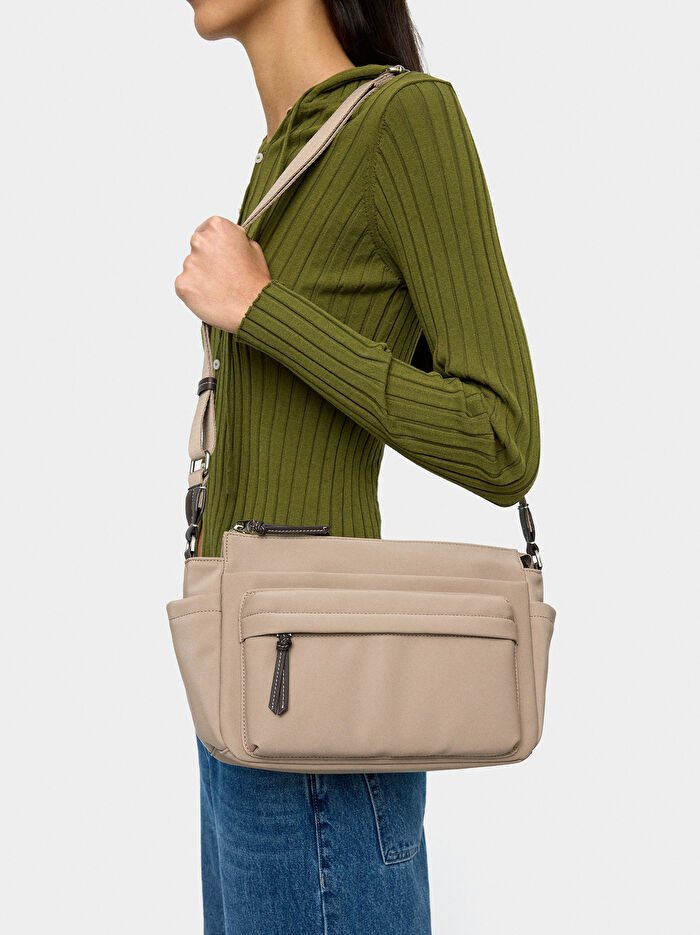 Teknik Kumaş Efektli Omuz Çantası