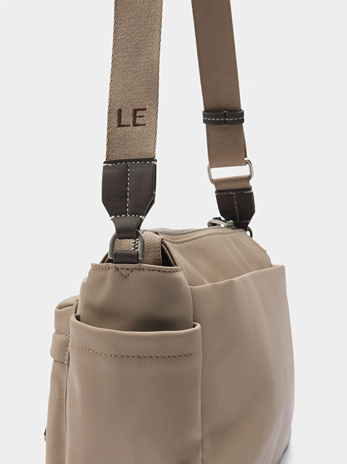 Teknik Kumaş Efektli Omuz Çantası