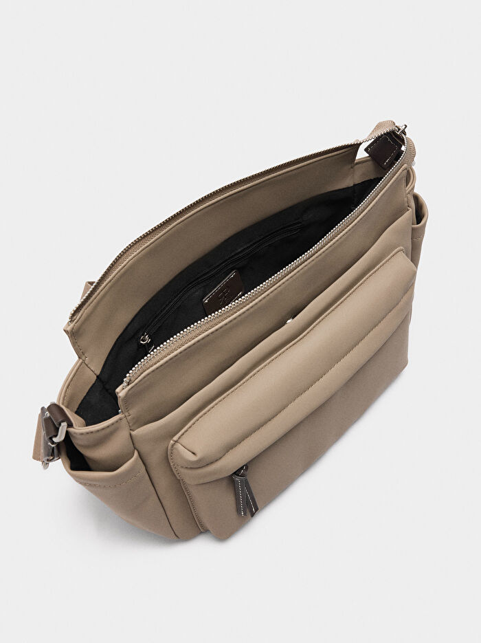 Teknik Kumaş Efektli Omuz Çantası