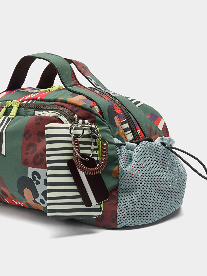 Desenli Teknik Kumaş Spor Çantası