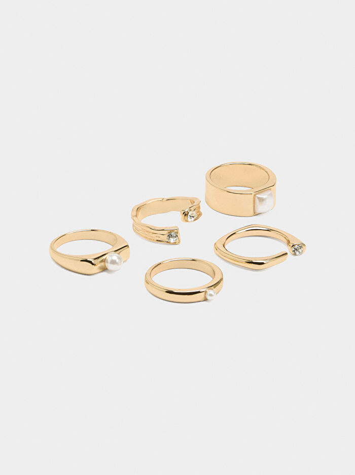 Kristal ve İnci Yüzük Seti